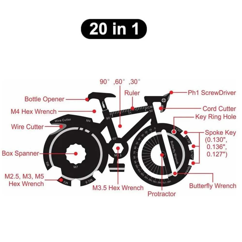 Multitool Credit Card - ​ ​ Multiutensile per Bicicletta 20-in-1
