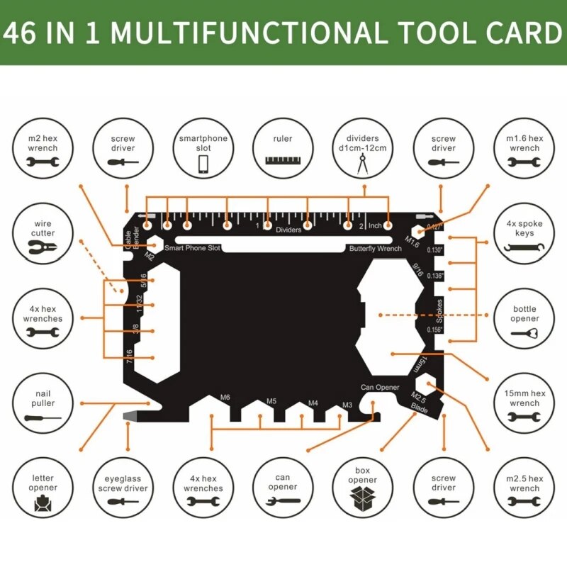 Multitool Credit Card - Multi Tool 46 in 1 dimensioni