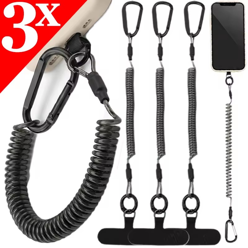 Carabiner Keychain - Corda Antifurto Flessibile per Telefono, Cavo